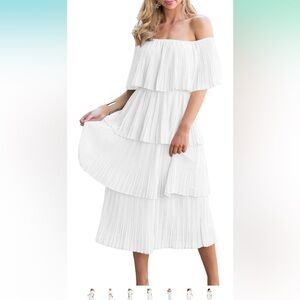 Off the shoulder ruffles white dress